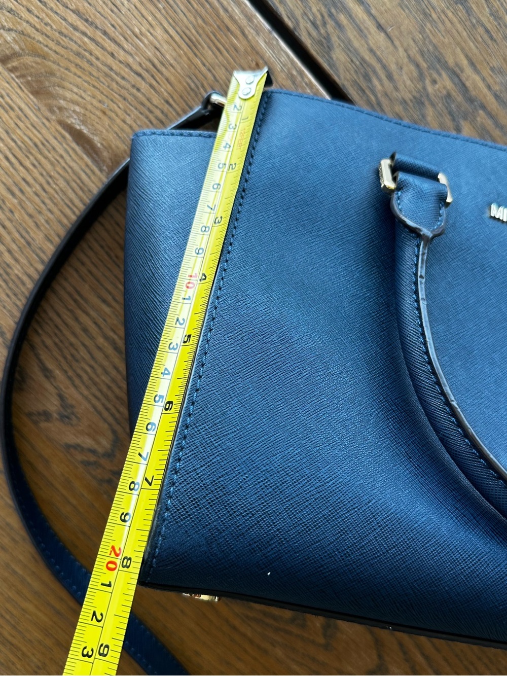 Michael Kors Selma Saffiano Leather Satchel Messenger Handbag Medium Navy Blue - Picture 13 of 15